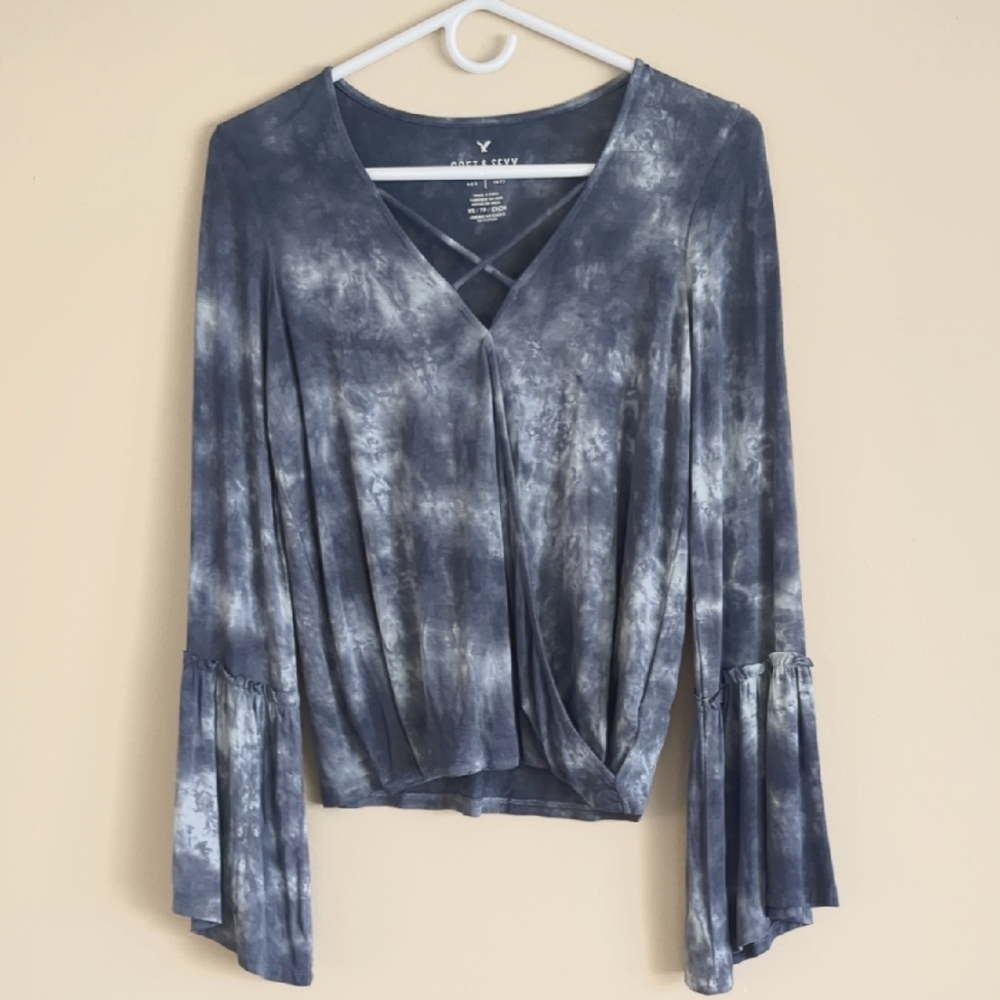 XS Soft And Sexy Tie Dye Bell Sleeve Shirt Top